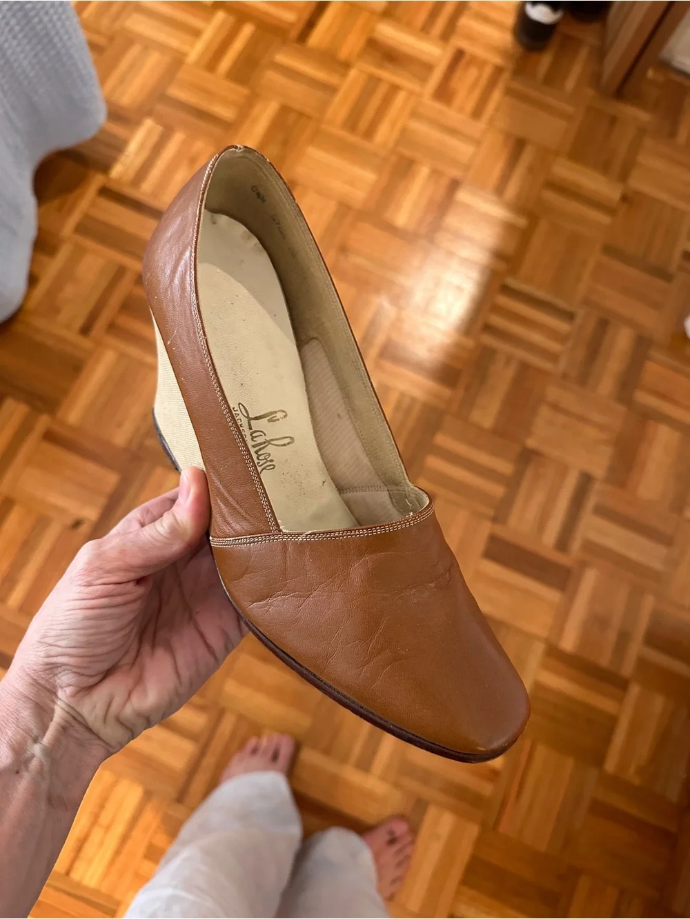 Vintage leather La Rose wedges 1950s size 9